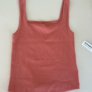 coral pink square neck top